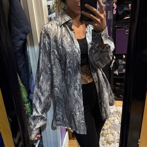 Burberry Marbled Grey Silk Buttondown Shirt